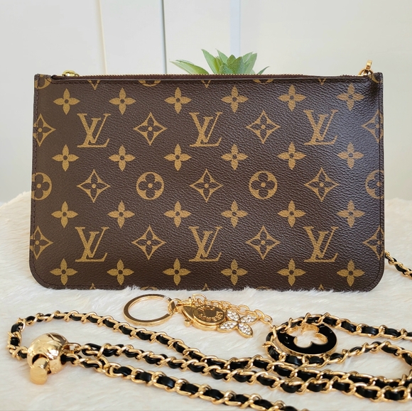 🍁 LOUIS VUITTON Neverfull Monogram GM/MM Clutch/ Wristlet/ Crossbody - Picture 2 of 16